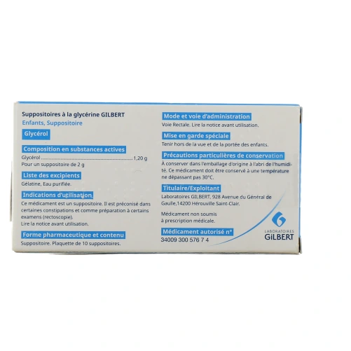 Gilbert Suppositoires à la glycérine Enfant