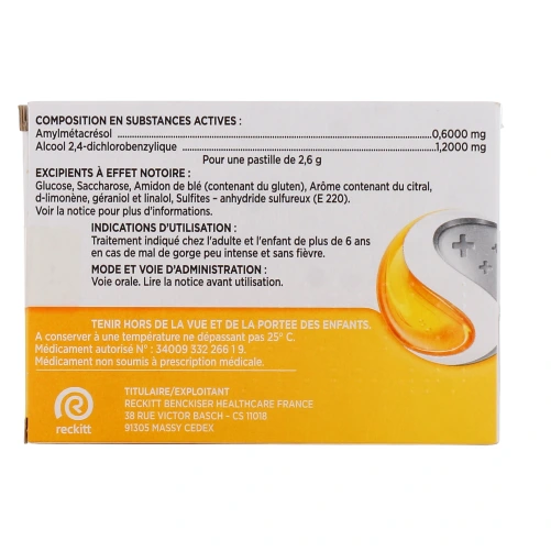 Strepsils pastilles miel citron