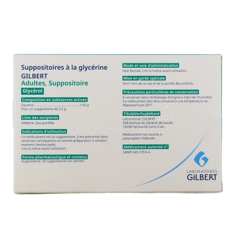 GILBERT Suppositoires à la Glycérine Adultes