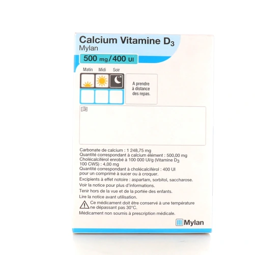Calcium Vitamine D3 500 mg/400 UI Mylan
