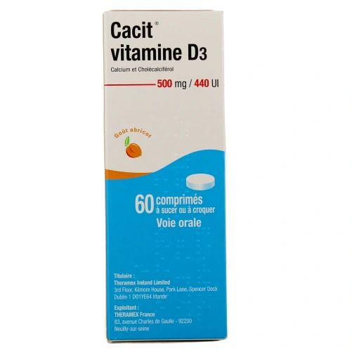 Cacit Vitamine D3 500mg / 440UI 60 comprimés à sucer
