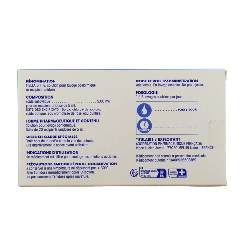 Ciella 0,1% Collyre pour Lavage Ophtalmologique