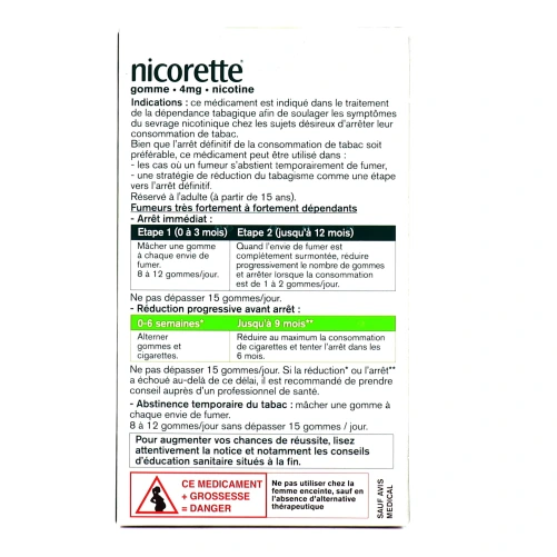 Nicorette gommes 4 mg sans sucre