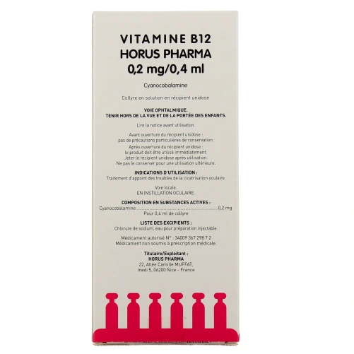 Horus Pharma Vitamine B12 Collyre 0,5 pour mille