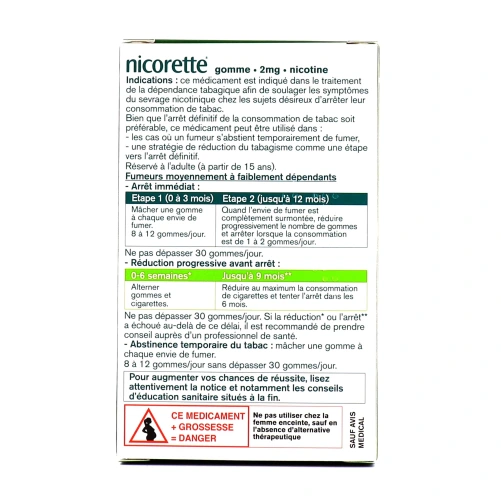 Nicorette gommes 2 mg sans sucre