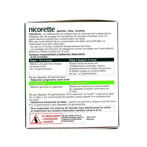 Nicorette gommes 2 mg sans sucre