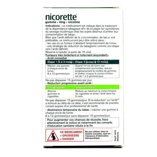 Nicorette gommes 4 mg sans sucre