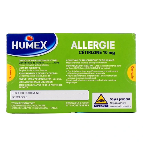 Humex Allergie Cetirizine
