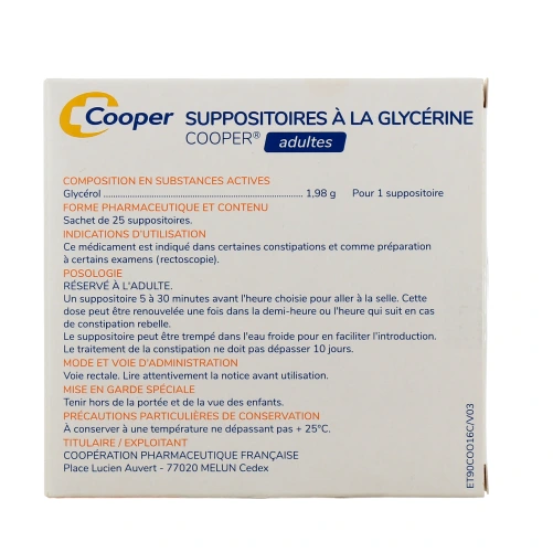 Suppositoires à la Glycerine pour Adultes