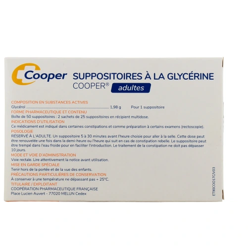 Suppositoires à la Glycerine pour Adultes