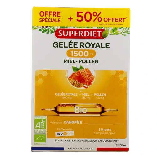 Super Diet Gelée Royale 1500 mg Miel Pollen Bio