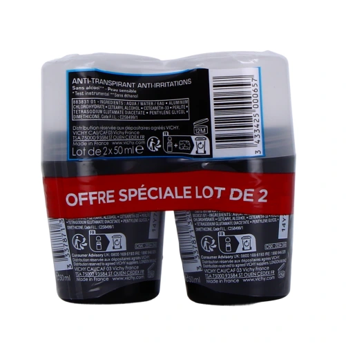 Vichy Homme Déodorant Anti-transpirant 48h Peaux sensibles