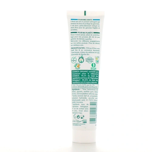 Pur Aloé Dentifrice Menthe Bio 70 % Aloe Vera Natif