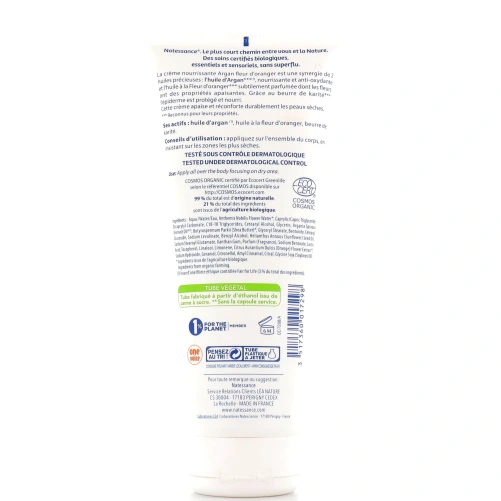 Natessance Crème Corps Nourrissante Argan et Fleur d'Oranger Bio