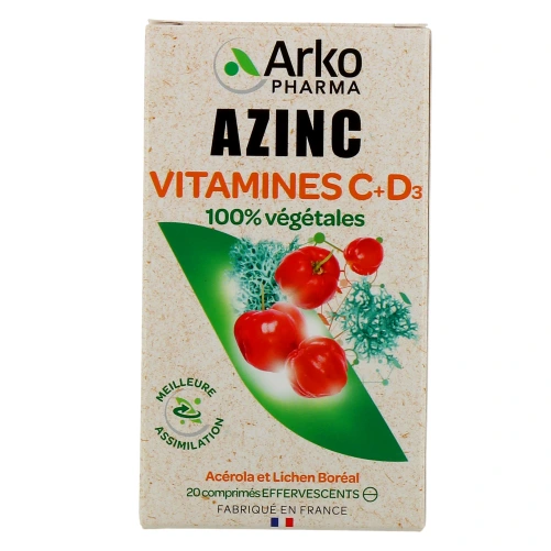 Azinc Vitamines C + D3 100 % végétales