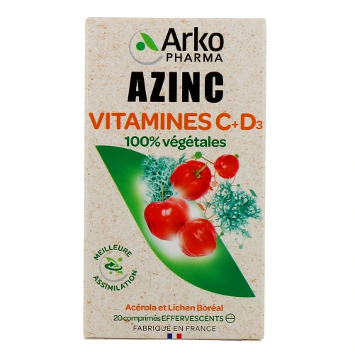 Azinc Vitamines C + D3 100 % végétales