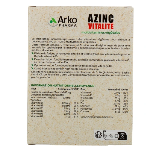 Azinc Vitalité Multivitamines Végétales
