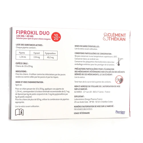 Fiprokil Duo Chien Spot-On Antiparasitaires