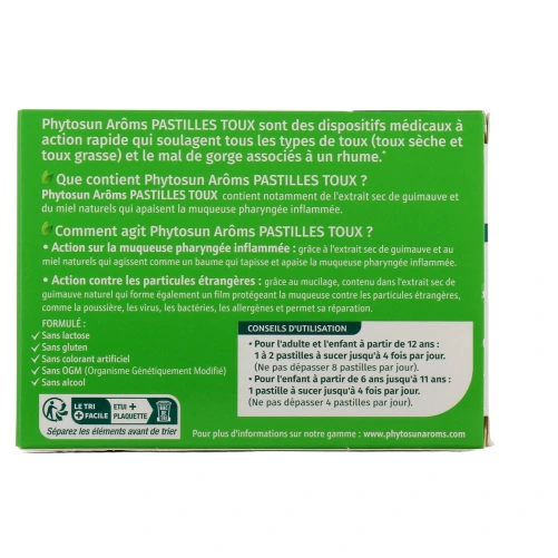 Phytosun Arôms Pastilles Toux Sèche et Grasse