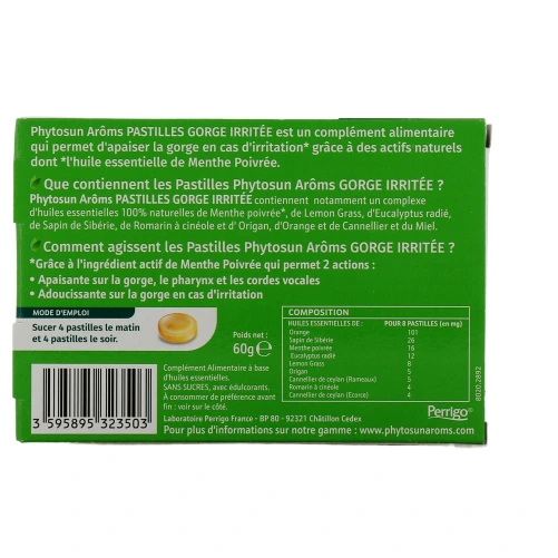 Phytosun Aroms Pastilles Gorge Irritée Miel