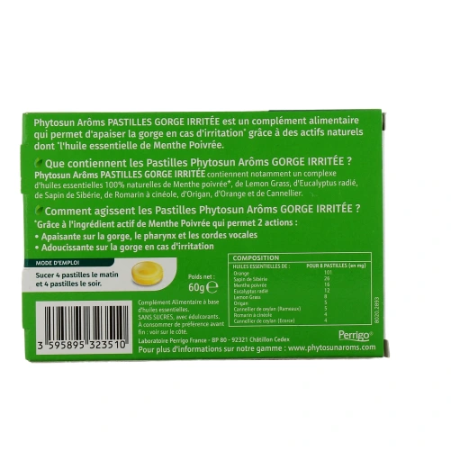 Phytosun Aroms Pastilles Gorge Irritée Citron Sans Sucres