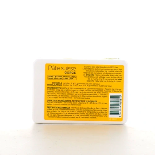 Lehning Pâte Suisse Gorge Propolis et Miel