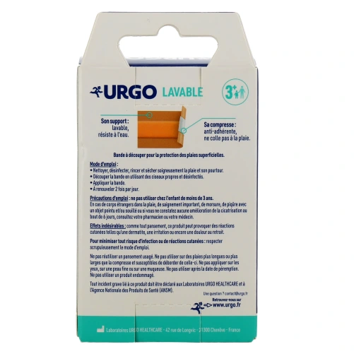 Urgo Lavable Bande Résistante à L'eau 10 Bandes 10 cm x 6 cm