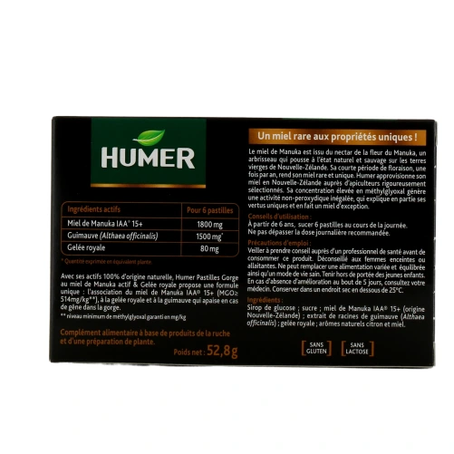 Humer Pastilles Gorge au Miel de Manuka Actif
