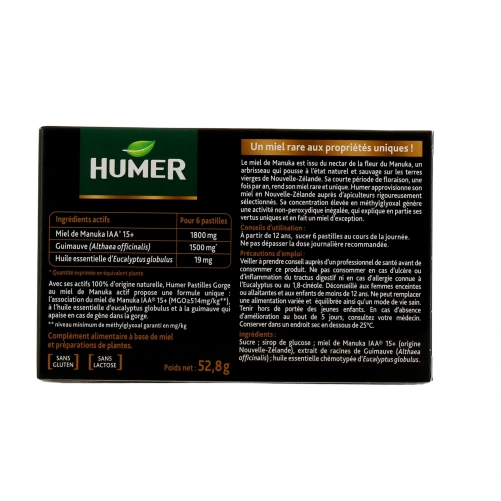Humer Pastilles Gorge au Miel de Manuka Actif