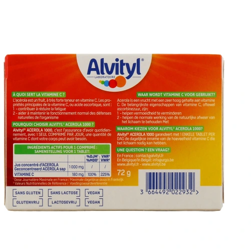 Alvityl Acérola 1000 Vitamine C Comprimés à Croquer