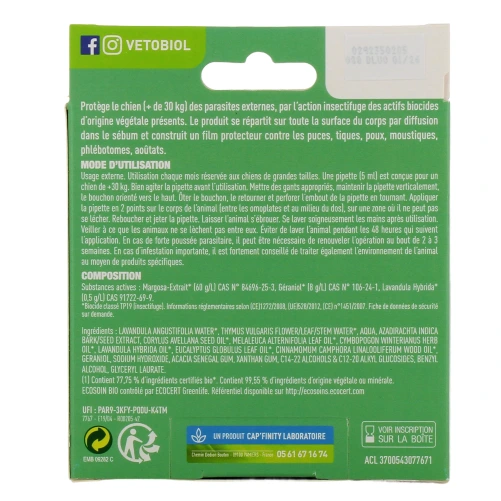 Biovetol Antiparasitaire Pipettes Chien