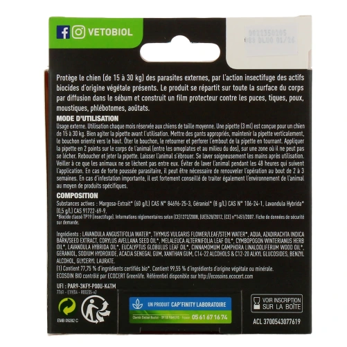 Biovetol Antiparasitaire Pipettes Chien