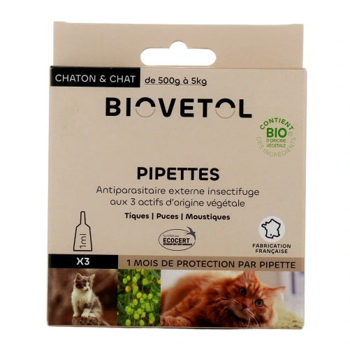 Biovetol Antiparasitaire Pipettes Chaton / Chat