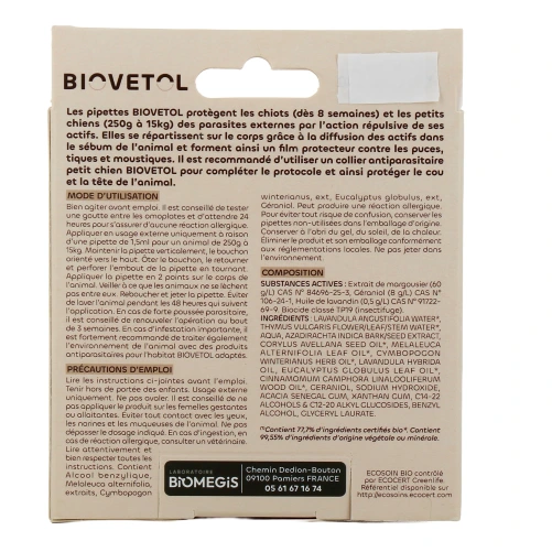 Biovetol Antiparasitaire Pipettes Chien