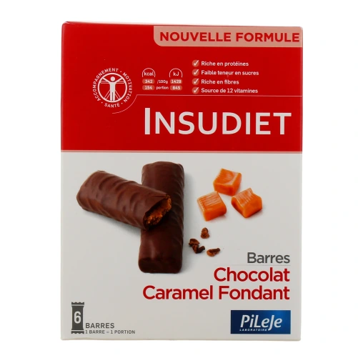 Insudiet Barres Chocolat Caramel Fondant