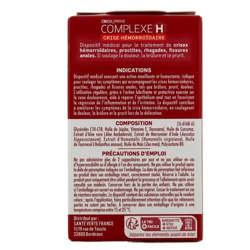 Circulymphe Complexe H Suppositoires Crise Hémorroïdaire