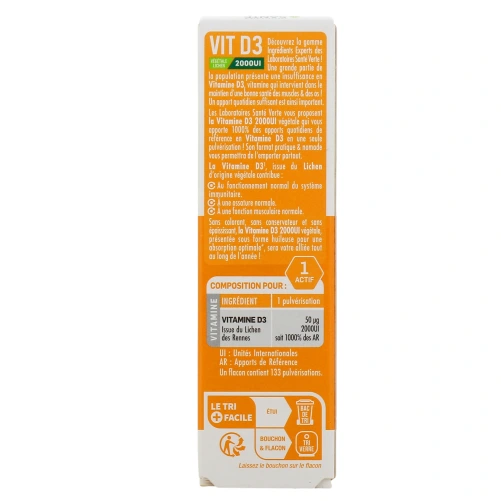 Santé Verte Vitamine D3 Végétale 2000 UI