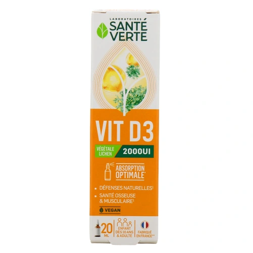 Santé Verte Vitamine D3 Végétale 2000 UI