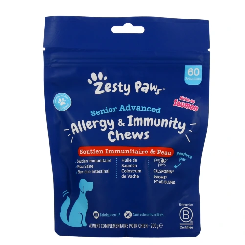 Zesty Paws Senior Advanced Soutien immunitaire et peau