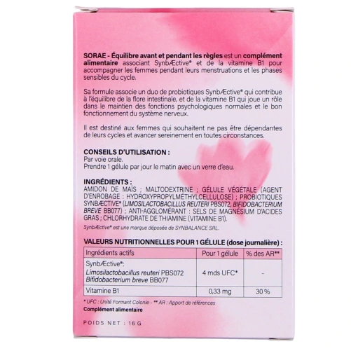 Sorae Equilibre Avant et Pendant les Règles