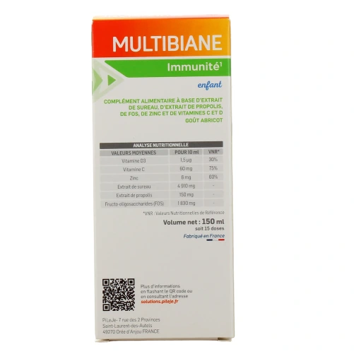 Pileje Multibiane Immunité Enfant Propolis Sureau