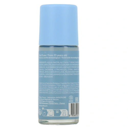 Sanoflore Déodorant Fraicheur Bio Anti-traces 24h Coton