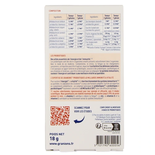 Granions Probiotiques Immunité & Vitalité