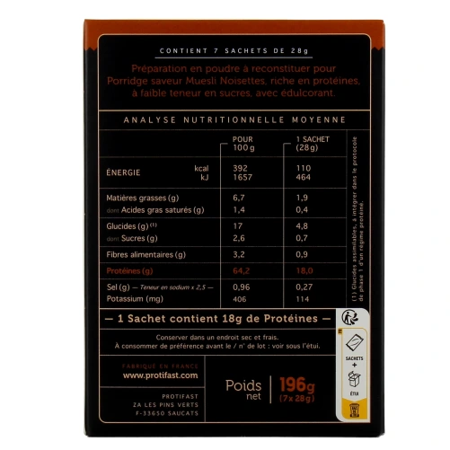 Protifast Porridge Protéiné Saveur Muesli Noisettes