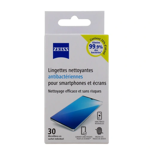 Zeiss Lingettes Nettoyantes Antibactériennes pour Smartphones et écrans
