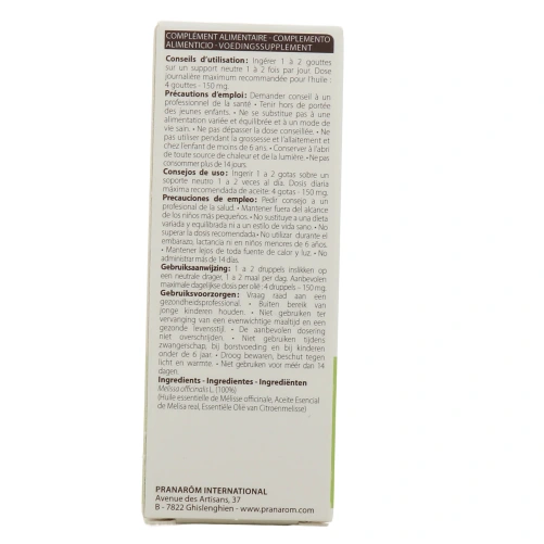 Pranarom Huile Essentielle Mélisse Officinale