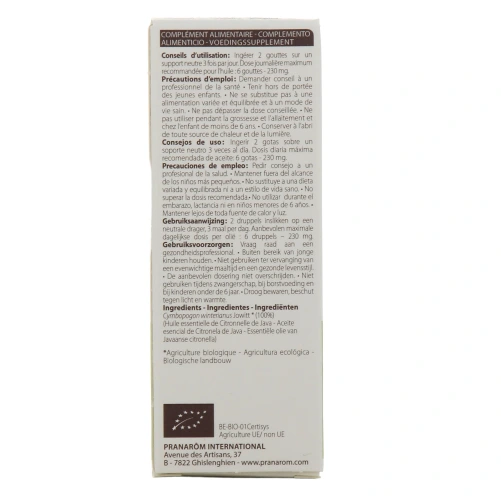 Pranarom Huile Essentielle Citronnelle de Java