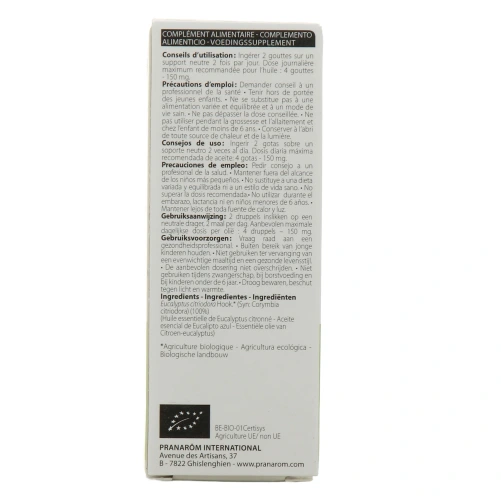 Pranarom Huile essentielle Eucalyptus Citronné