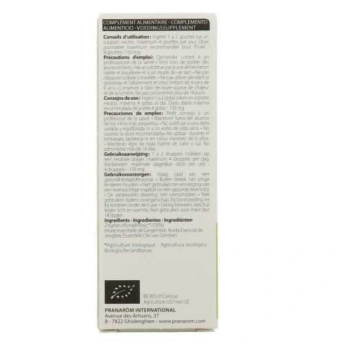 Pranarom huile essentielle gingembre