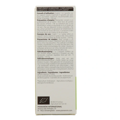 Pranarôm Bio Huile Essentielle Menthe Poivrée